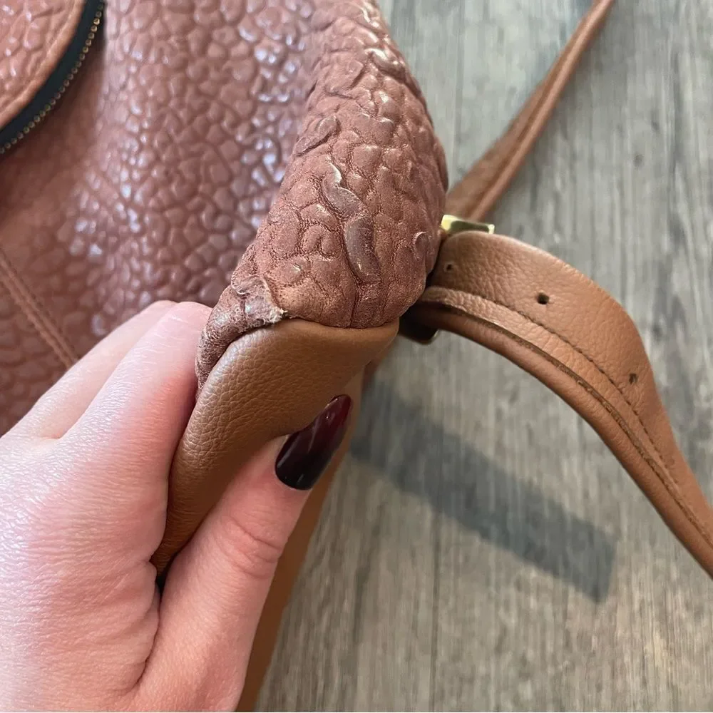 SVEN USA Style No. 536 Tan Pebbled Leather Double Zip Backpack